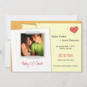 Invitation Petit mot d'amour pour sauvegarder la date
