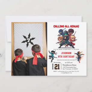 Invitation Petit Ninja Guerrier Enfants Photo Anniversaire