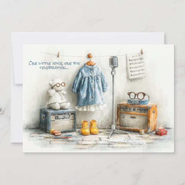 Invitation Petit oiseau-chanteur - 1ère fille d'anniversaire (Devant)