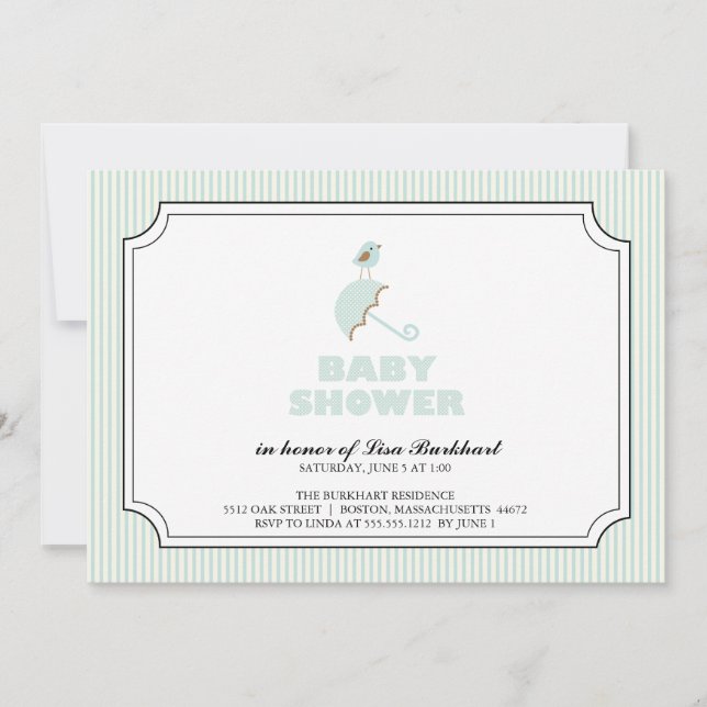 Invitation petit oiseau {invitation du baby shower} (Devant)