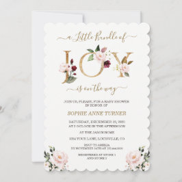 Invitation Petit Pack D'Or Joy Baby shower Floral Rose