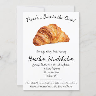 Invitation Petit pain au four, Baby shower Croissant