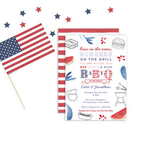 Invitation Petit pain au four, hamburgers au Baby shower gril