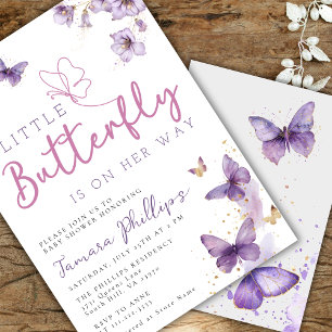 Invitation Petit Papillon En Chemin Baby shower Floral