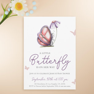 Invitation Petit Papillon mignon Purple Baby shower fille