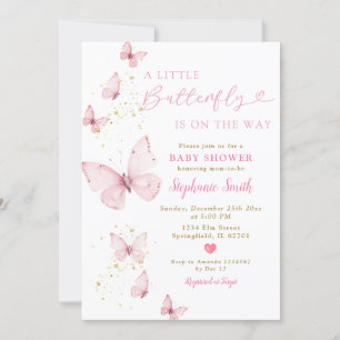 Invitation Petit Papillon sur le chemin Baby shower Valentine