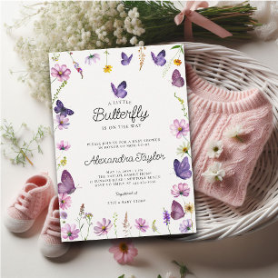 Invitation Petit Papillon Wild Purple Chic Baby Girl Douche