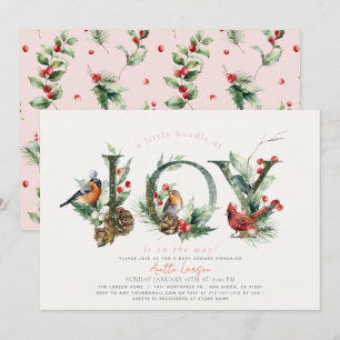 Invitation Petit paquet de Joy Birds Baby shower fille rose