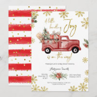 Petit paquet de Joy Red Truck Baby shower Invitat
