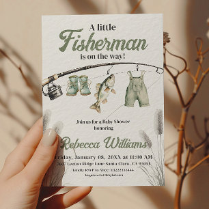 Invitation Petit Pêcheur Clothesline Baby shower de pêche