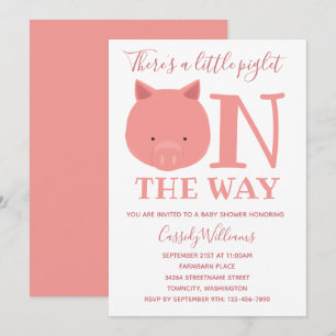 Invitation Petit Piglet Sur Le Chemin Baby shower