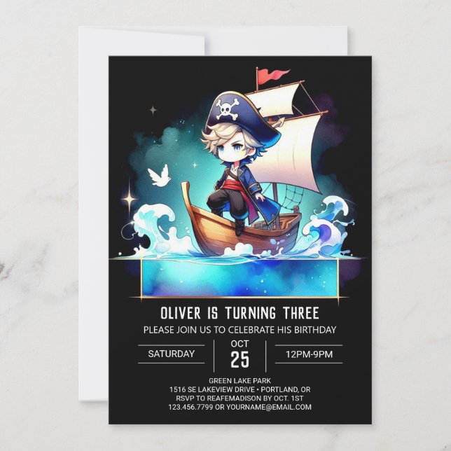 Invitation Petit Pirate doux Anniversaire (Devant)