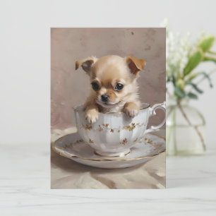 Invitation Petit plaisir : chiot Chihuahua dans une tasse de 