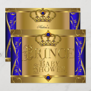 Invitation Petit Prince Baby shower Boy Regal Blue Crown 9