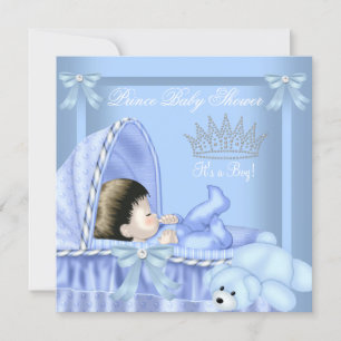 Invitation Petit Prince Baby Shower Garçon Bleu Bassinette 2