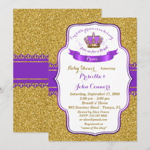 Invitation Petit Prince Baby shower Invitation, or, violet