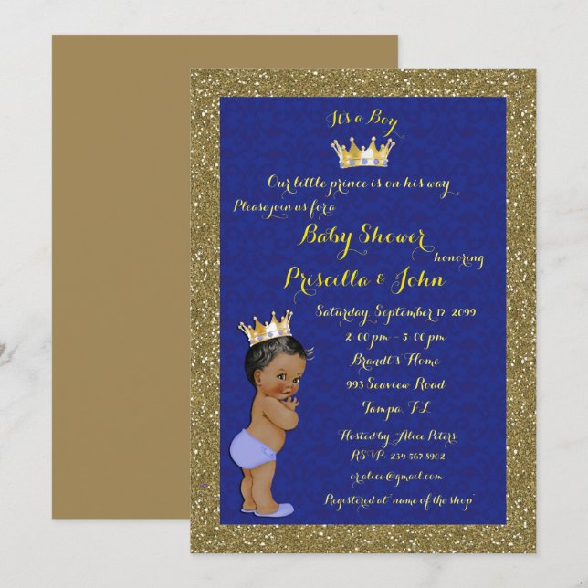 Invitation Petit Prince Baby shower Invitation, tendance, chi (Devant / Derrière)