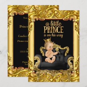 Invitation Petit Prince sur le trône Baby shower Blonde Baby