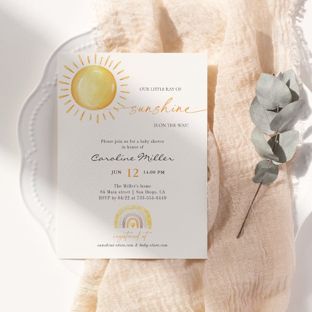 Invitation Petit Rayon De Soleil Baby Shower Arc-En-Ciel (Créateur téléchargé)