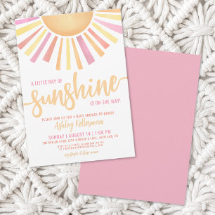 Invitation Petit Rayon De Soleil Fête Prénatale Bébé Rose