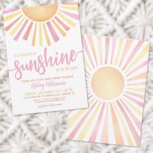 Invitation Petit Rayon de Soleil Rose Baby Shower Bohème