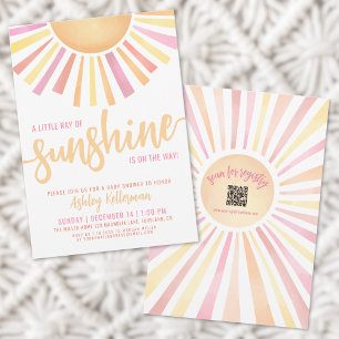 Invitation Petit Rayon Rose Du Baby shower Soleil