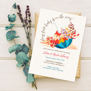 Invitation Petit Renard Sauvage Mignon Bébé Shower d'Automne