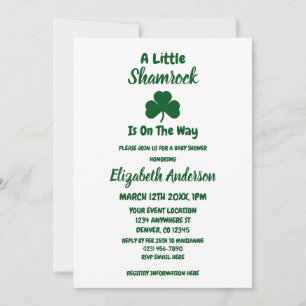 Invitation Petit Shamrock Fête de la Saint-Patrick Baby Showe