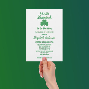 Invitation Petit Shamrock Fête de la Saint-Patrick Baby Showe