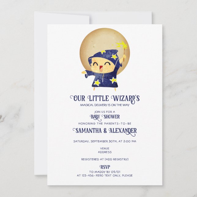 Invitation Petit sorcier garçon Baby shower magique d'Hallowe (Devant)