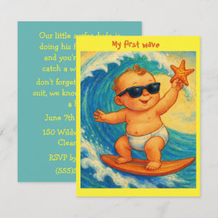 Invitation Petit Surfeur Fête Téléchargement numérique 