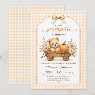 Invitation Petit Teddy Wagon Citrouille Baby Shower