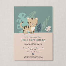 Invitation Petit Tigre Douce Jungle Safari Anniversaire Enfan