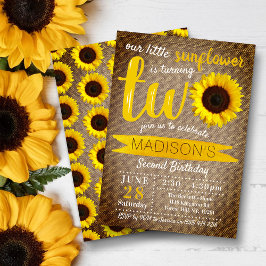 Invitation Petit tournesol Rustique Burlap 2e anniversaire