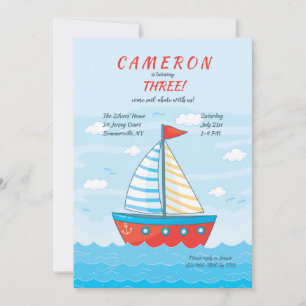 Invitation Petit Voilier Rouge