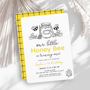 Invitation Petite abeille à miel dessinée à la main pour 1er 