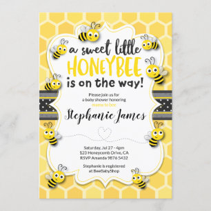 Invitation Petite abeille sur le chemin   Baby shower