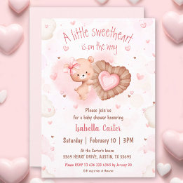 Invitation Petite adorable Valentines rose Baby shower fille