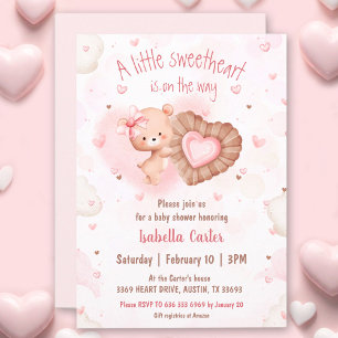 Invitation Petite adorable Valentines rose Baby shower fille