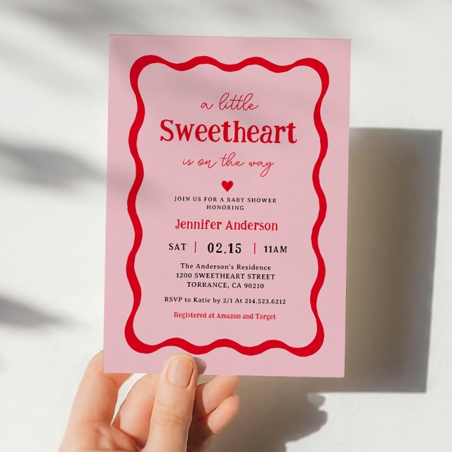 Invitation Petite amoureuse Baby shower de fille coeur (Créateur téléchargé)