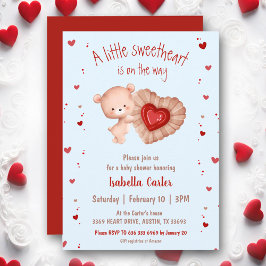 Invitation Petite amoureuse ours Valentines Baby shower garço