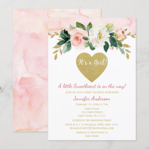 Invitation Petite amoureuse Valentine fille Baby shower rose