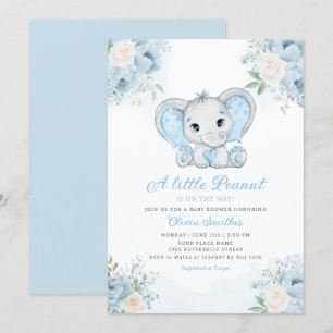 Invitation Petite arachide aquarelle garçon éléphant Baby sho