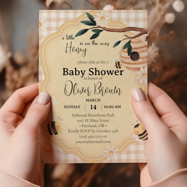 Invitation Petite Baby shower d'abeille au miel Aquarelle (Créateur téléchargé)