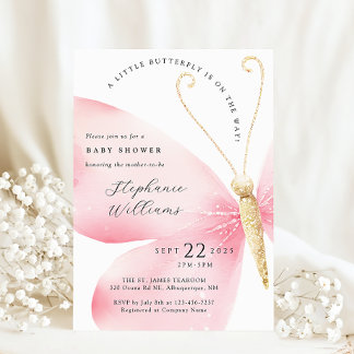 Invitation Petite Baby shower papillon