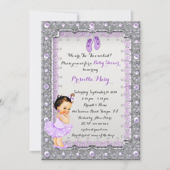 Invitation Petite Ballerina Baby shower Invitation, tendance (Devant)