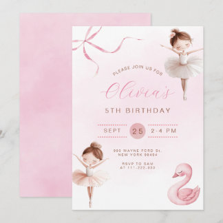 Invitation Petite Ballerina fille mignonne Anniversaire