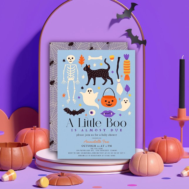 Invitation Petite Boo Halloween Motifs Baby shower Garçon ble (Créateur téléchargé)