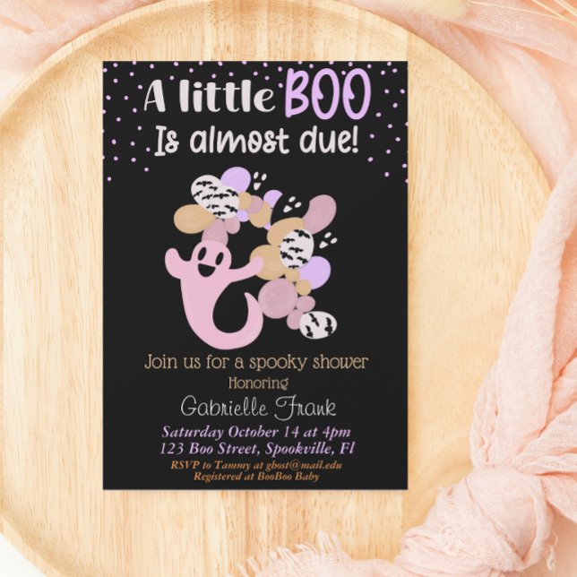 Invitation Petite Boo Rose fille Fantôme Baby shower Invitati (Créateur téléchargé)