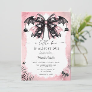 Invitation Petite Boo Rose Noir Ruban Baby Shower